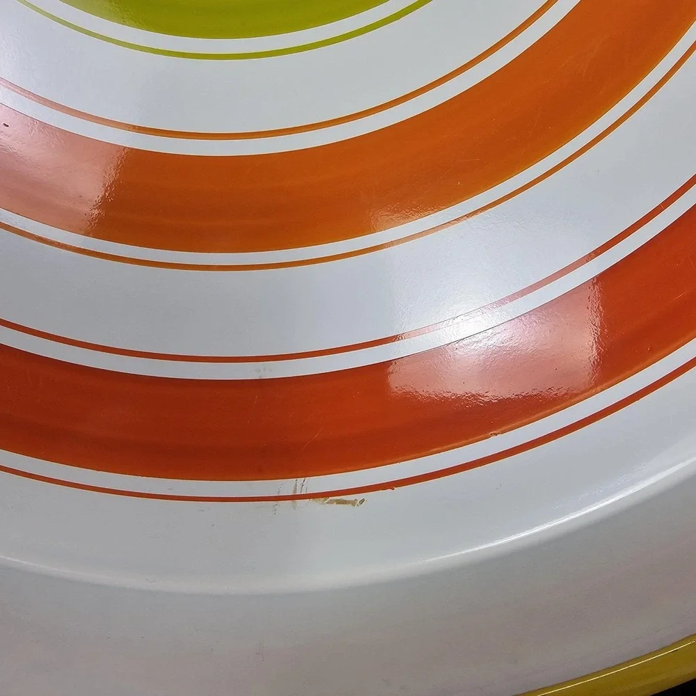Vintage 60s Gamblers Import Candy Striped‎ Oval Enamelware Circle Tray Japan